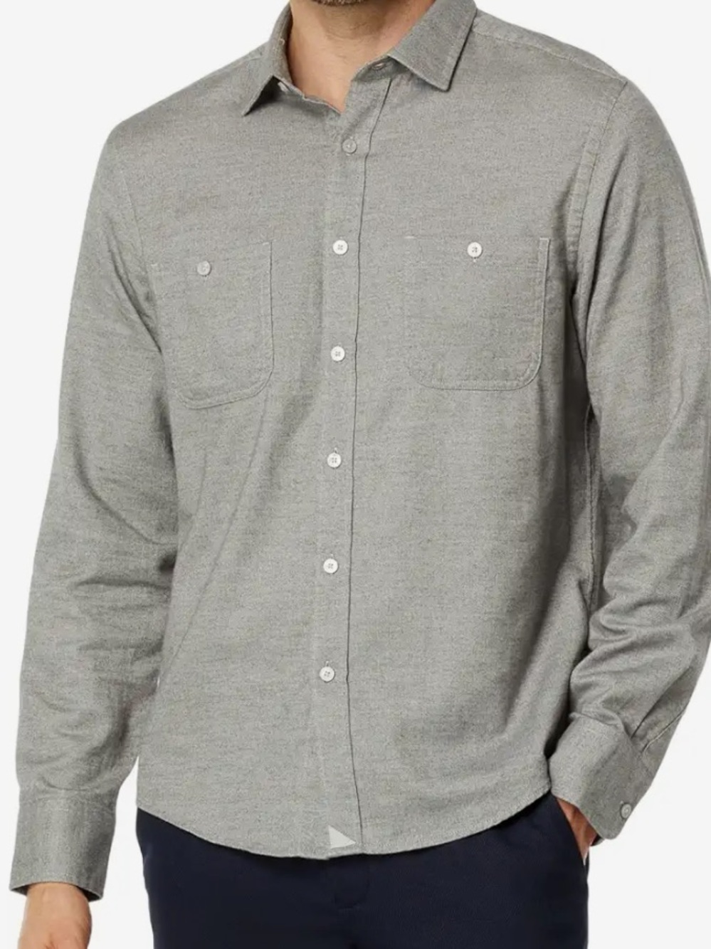 UNTUCKit Shirt Mens 2XL Gray Herringbone Long Sleeve Button Up Twill Pockets